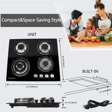 Load image into Gallery viewer, HBHOB HBG4601 24 Inches Gas Stove 4 Burners Glass Surface