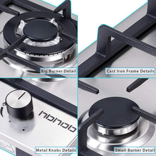 Load image into Gallery viewer, HBHOB HBS2301 12 Inches Gas Stove 2 Burners Stainless Steel Surface