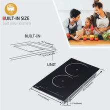 Load image into Gallery viewer, HBHOB FIC202 12" Electric Cooktop 2 Burner