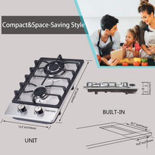 Load image into Gallery viewer, HBHOB HBS2304 12 Inches Gas Stove 2 Burners Stainless Steel Surface