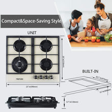 Load image into Gallery viewer, HBHOB HBG4608-(Y) 24 Inches Gas Stove 4 Burners Glass Surface