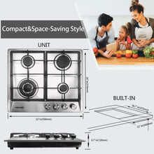 Load image into Gallery viewer, HBHOB HBS4508 24 Inches Gas Stove 4 Burners Stainless Steel Surface