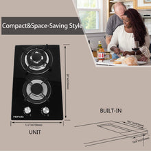 Load image into Gallery viewer, HBHOB HBS2301 12 Inches Gas Stove 2 Burners Stainless Steel Surface