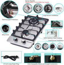 Load image into Gallery viewer, HBHOB HBS2304 12 Inches Gas Stove 2 Burners Stainless Steel Surface